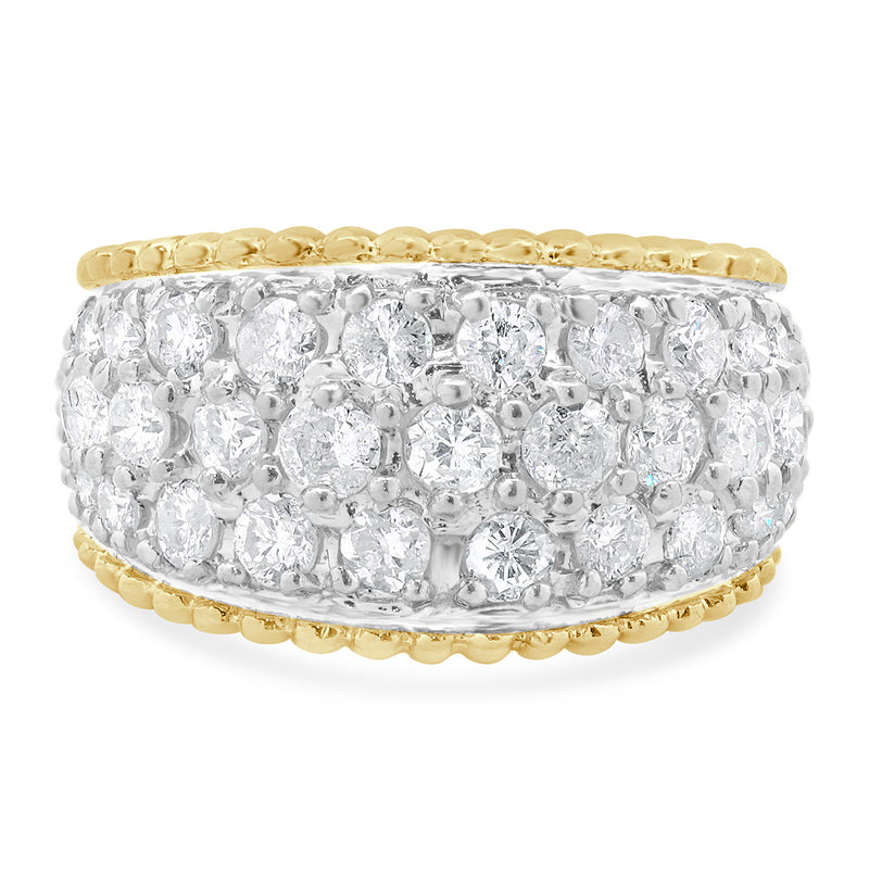 14 Karat Yellow Gold Pave Diamond Scalloped Cigar Band