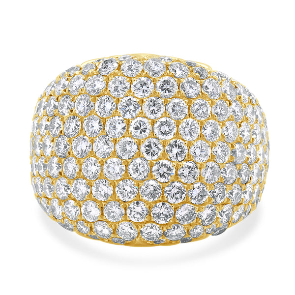 18 Karat Yellow Gold Domed Diamond Ring