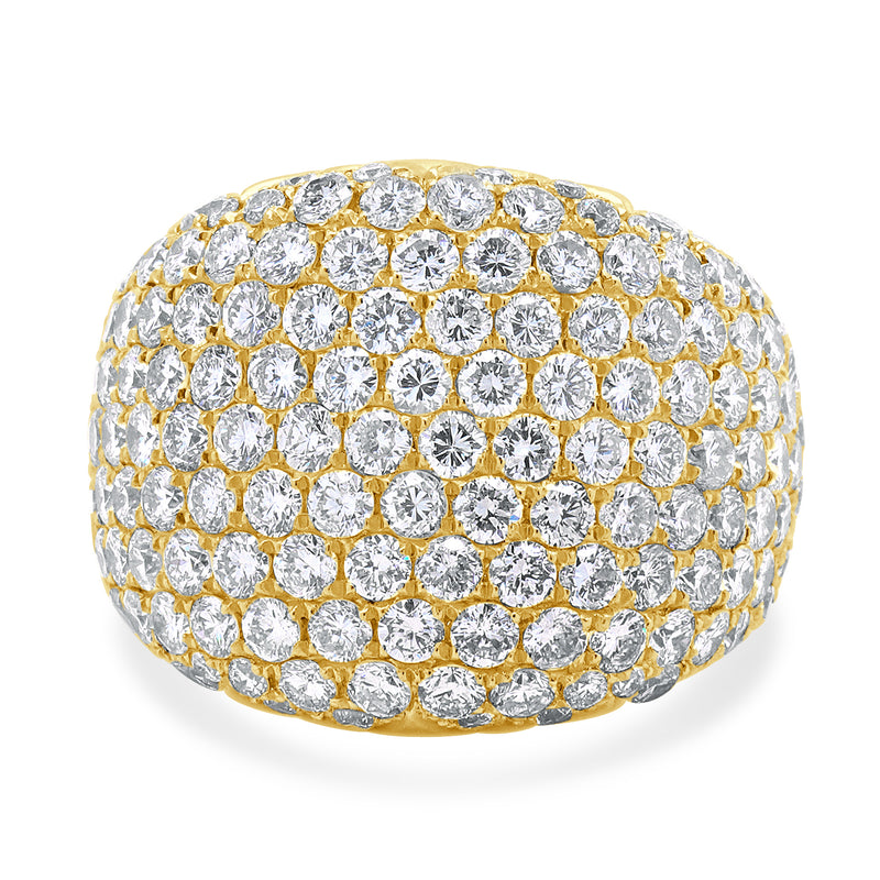 18 Karat Yellow Gold Domed Diamond Ring