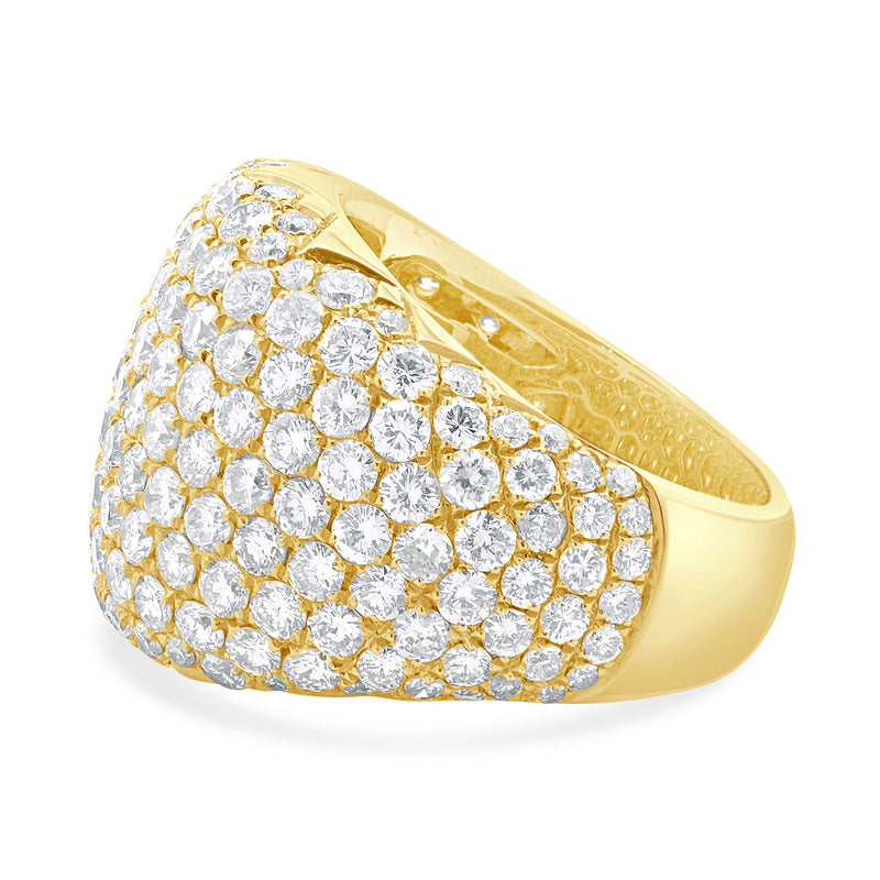 18 Karat Yellow Gold Domed Diamond Ring