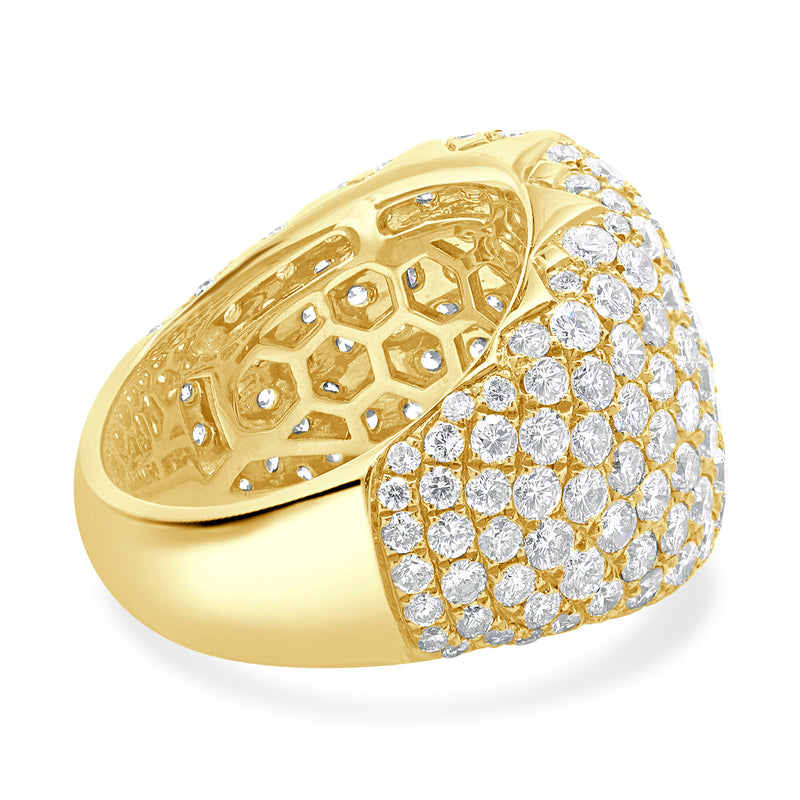 18 Karat Yellow Gold Domed Diamond Ring