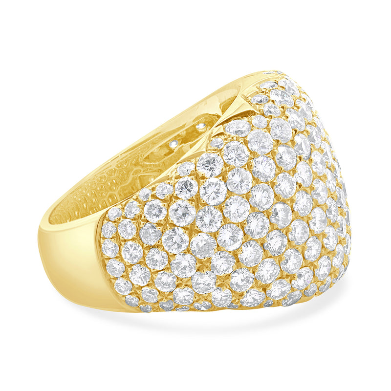 18 Karat Yellow Gold Domed Diamond Ring