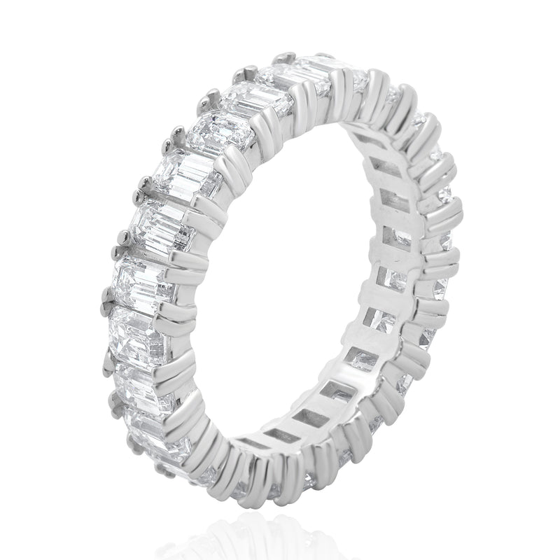 14 Karat White Gold Emerald Cut Diamond Eternity Band