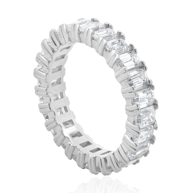 14 Karat White Gold Emerald Cut Diamond Eternity Band