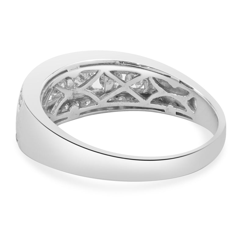 14 Karat White Gold Three Row Channel Set Diamond Ring