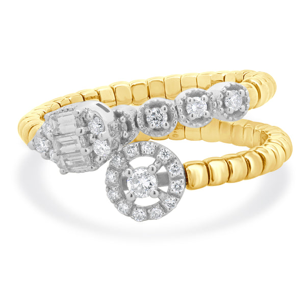 18 Karat Yellow & White Gold Flexible Bypass Ring