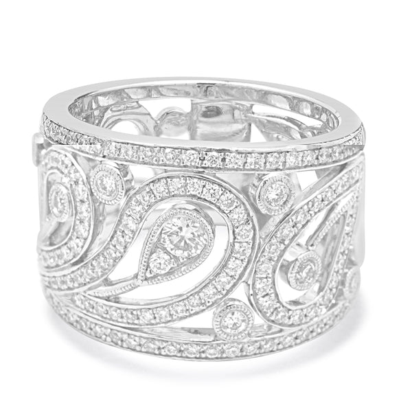 Simon G Platinum Diamond Scroll Band