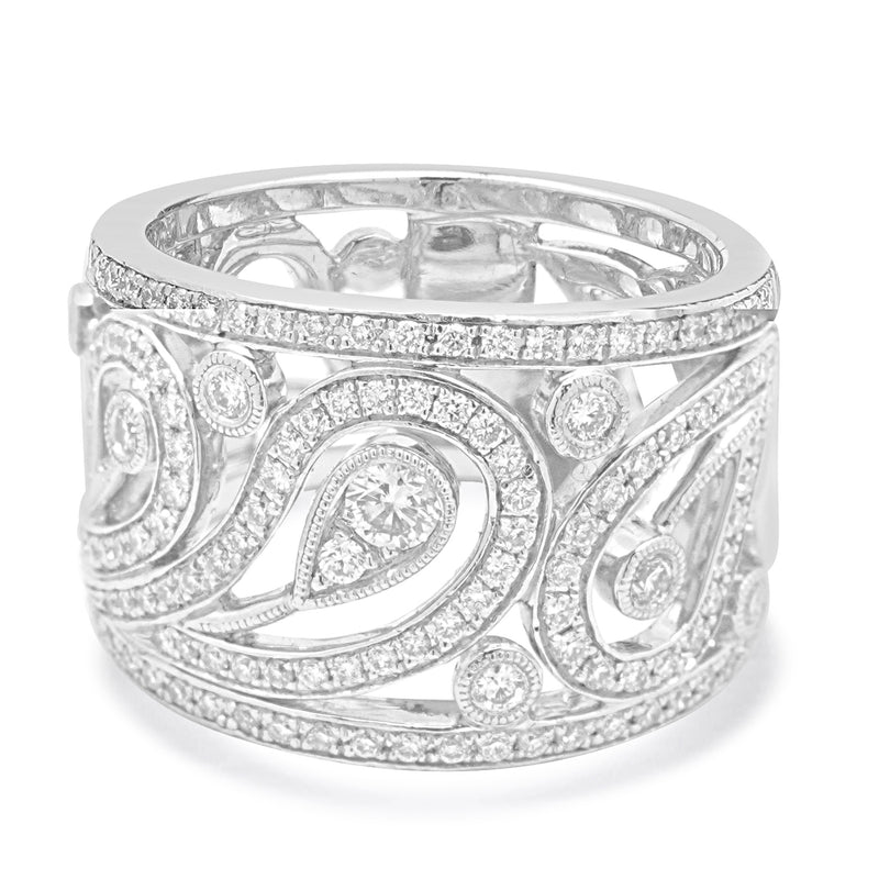Simon G Platinum Diamond Scroll Band