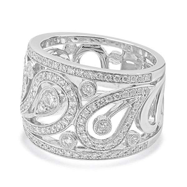 Simon G Platinum Diamond Scroll Band