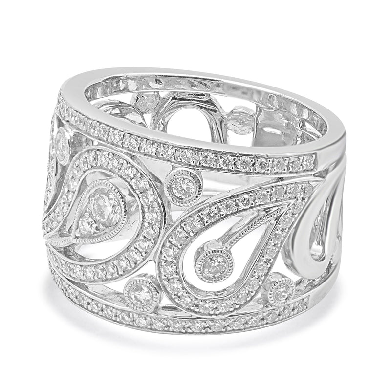Simon G Platinum Diamond Scroll Band