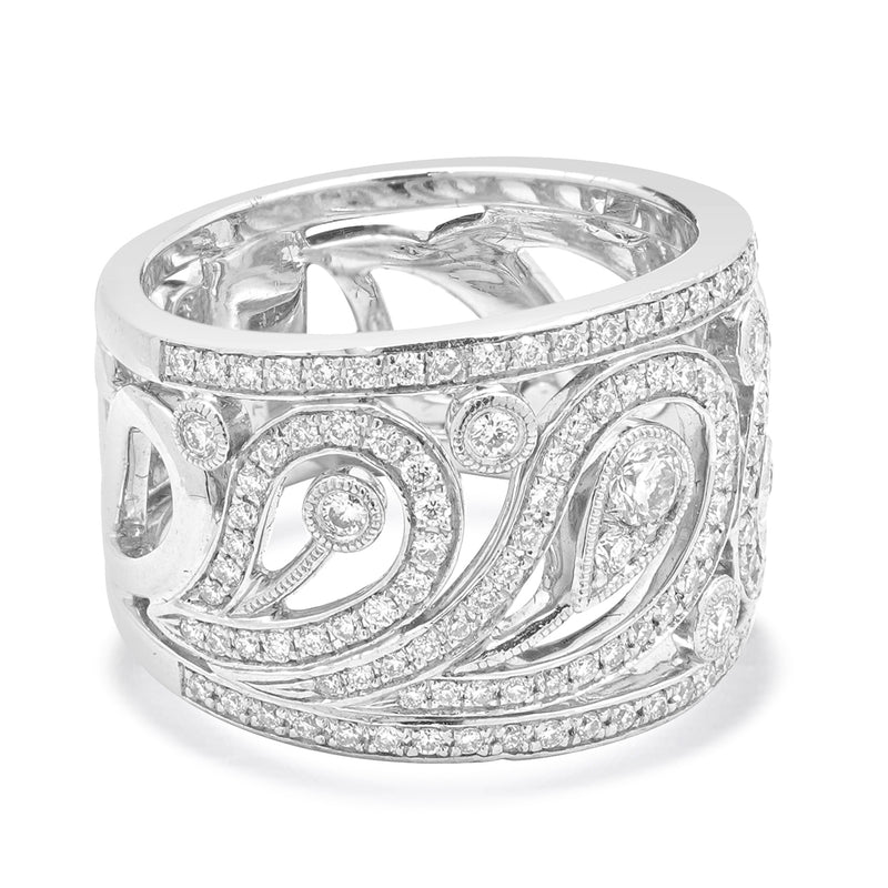 Simon G Platinum Diamond Scroll Band