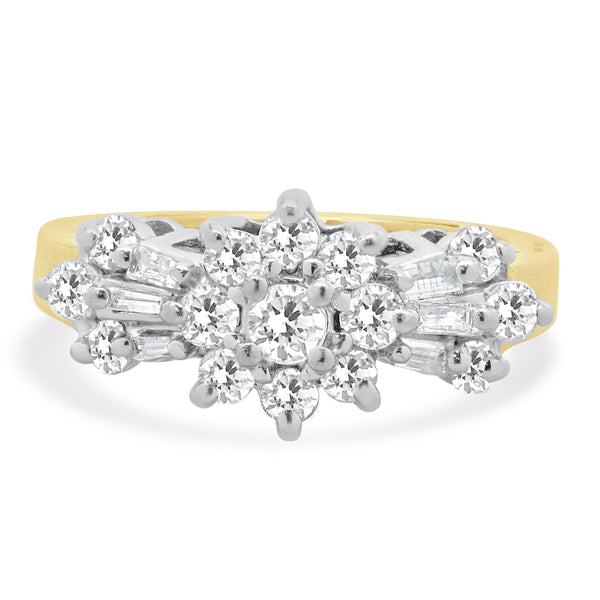 10 Karat Yellow & White Gold Vintage Diamond Cluster Ring
