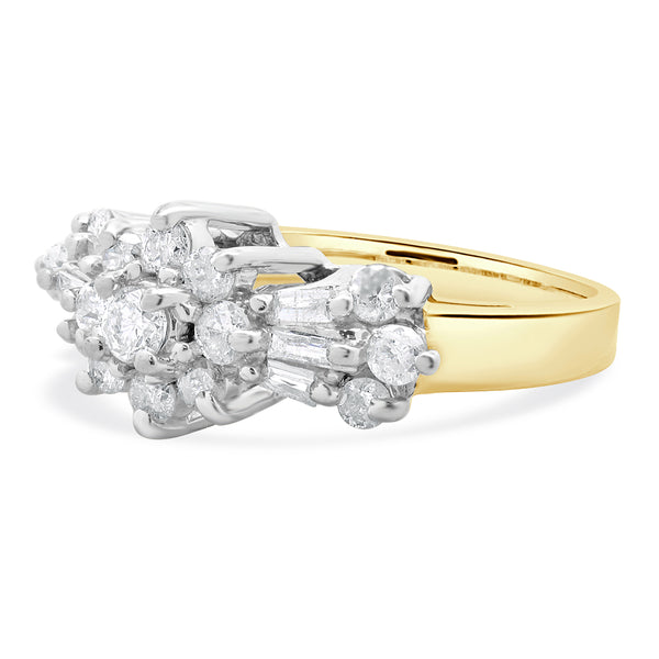 10 Karat Yellow & White Gold Vintage Diamond Cluster Ring
