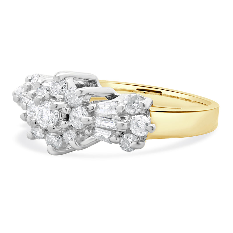 10 Karat Yellow & White Gold Vintage Diamond Cluster Ring