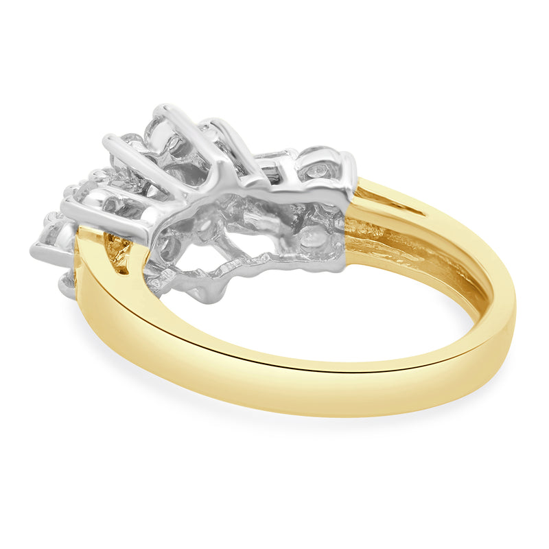 10 Karat Yellow & White Gold Vintage Diamond Cluster Ring