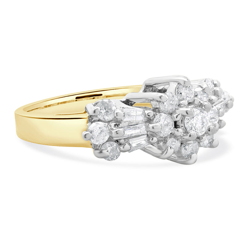 10 Karat Yellow & White Gold Vintage Diamond Cluster Ring