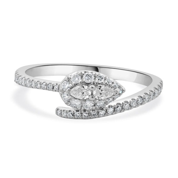 10 Karat White Gold Diamond Snake Bypass Ring