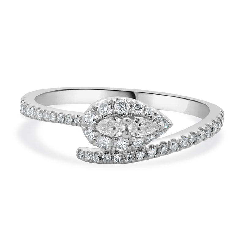 10 Karat White Gold Diamond Snake Bypass Ring