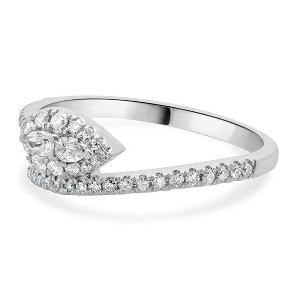 10 Karat White Gold Diamond Snake Bypass Ring