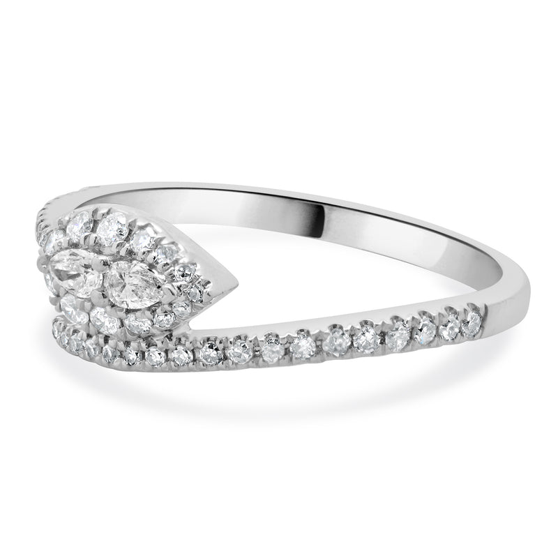 10 Karat White Gold Diamond Snake Bypass Ring