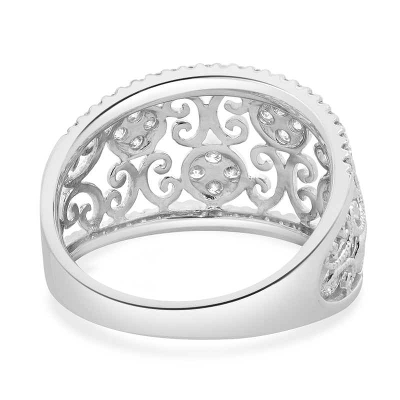 14 Karat White Gold Open Diamond Scroll Band