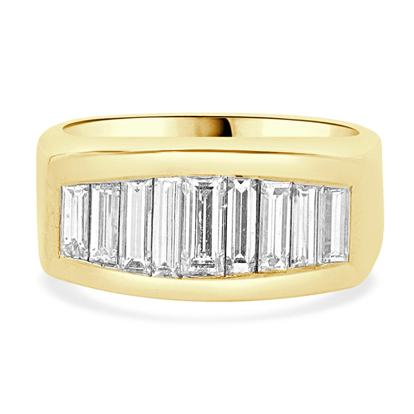 18 Karat Yellow Gold Channel Set Baguette Diamond Ring
