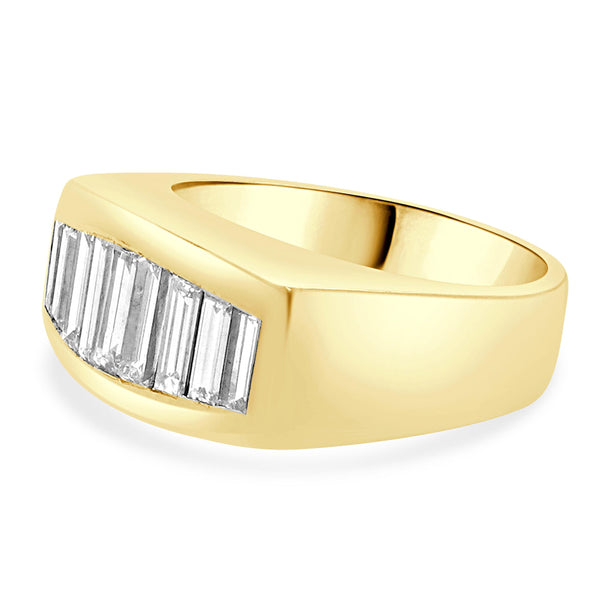 18 Karat Yellow Gold Channel Set Baguette Diamond Ring