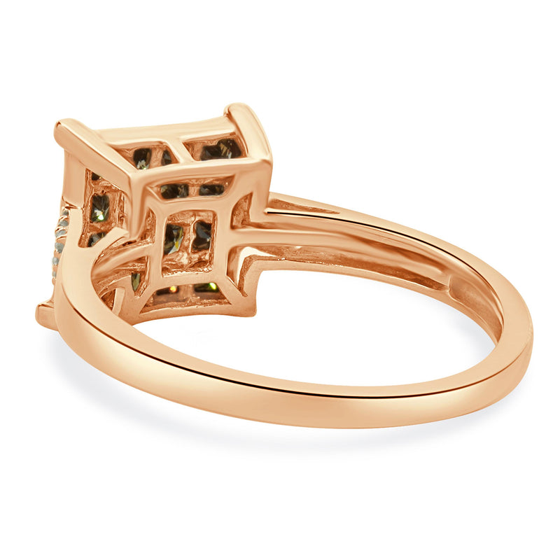 10 Karat Rose Gold Champagne Diamond Cluster Ring