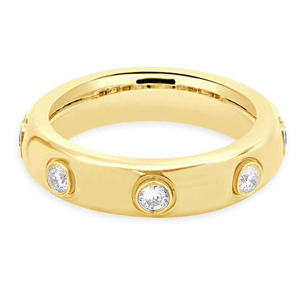 18 Karat Yellow Gold Bezel Set Diamond Band
