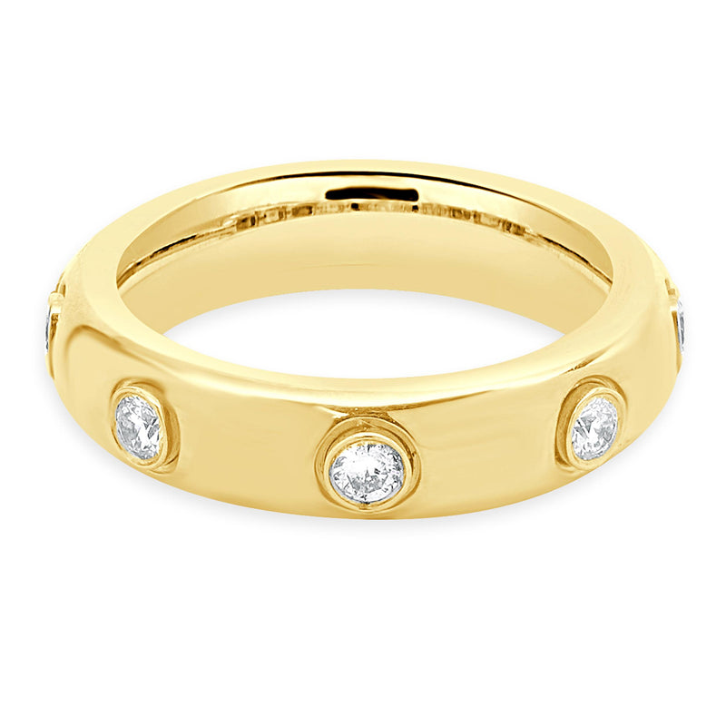 18 Karat Yellow Gold Bezel Set Diamond Band
