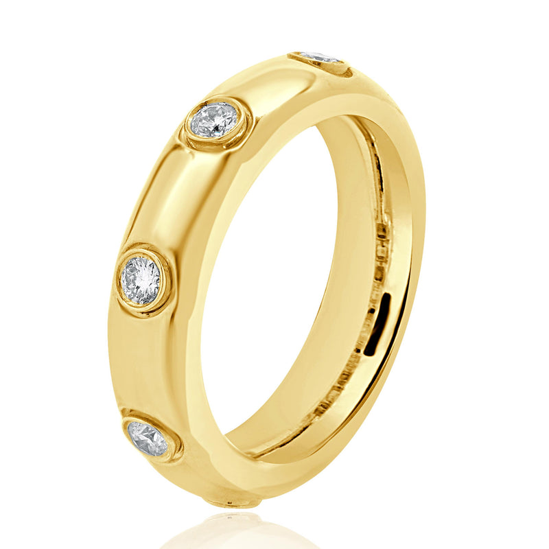 18 Karat Yellow Gold Bezel Set Diamond Band