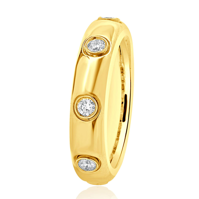 18 Karat Yellow Gold Bezel Set Diamond Band