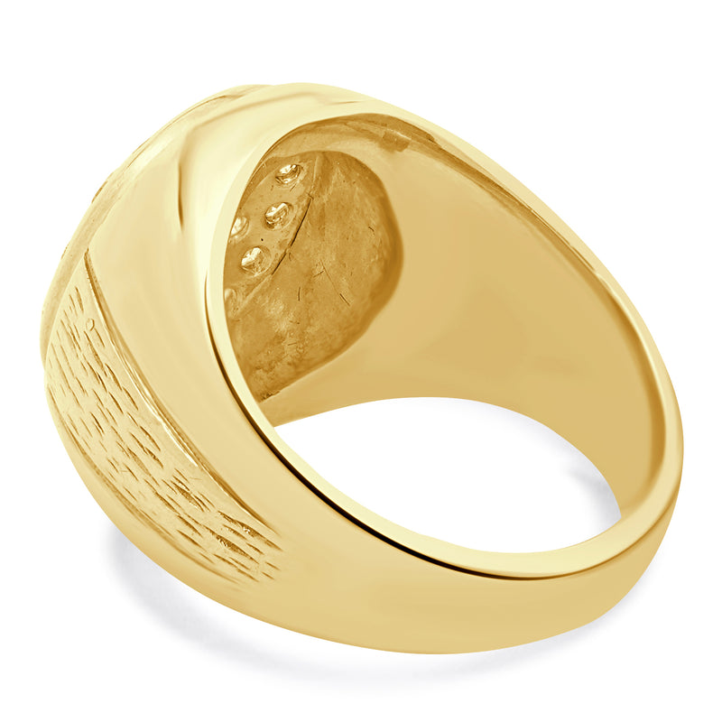 14 Karat Yellow Gold Gents Vintage Diamond Cluster Ring