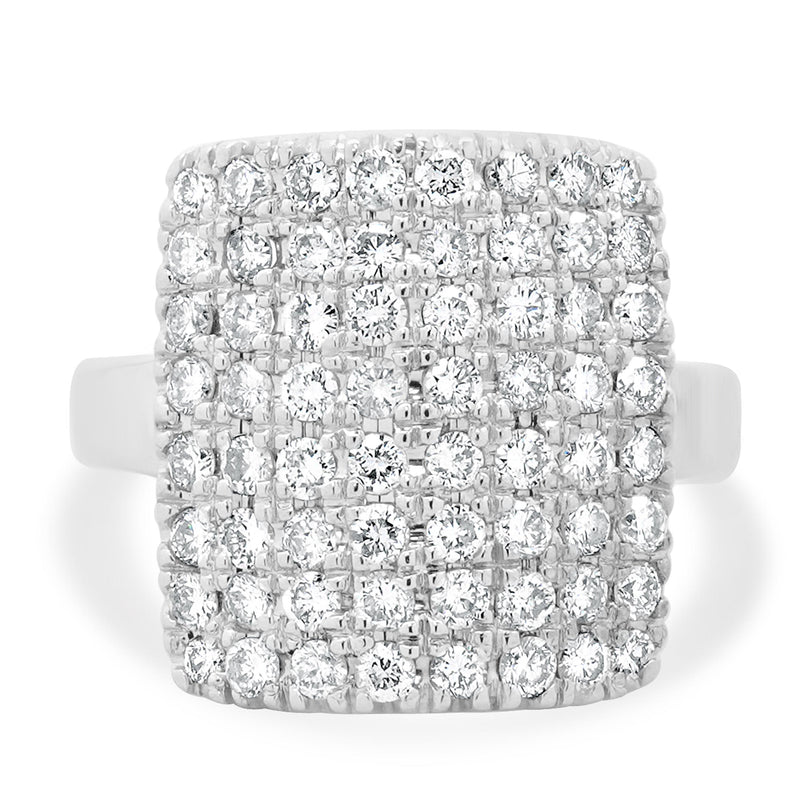 14 Karat White Gold Pave Diamond Rectangular Band