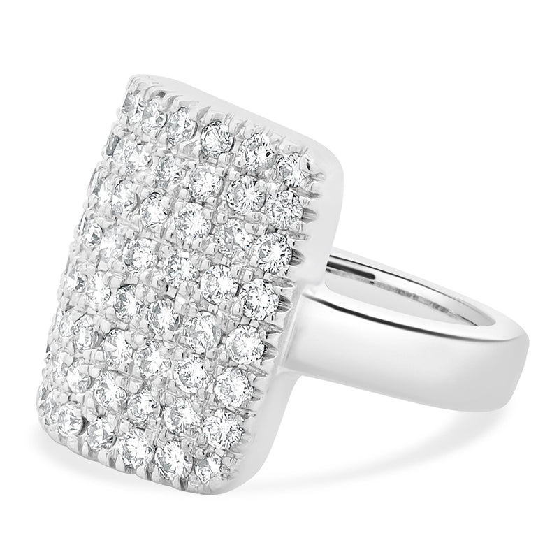 14 Karat White Gold Pave Diamond Rectangular Band