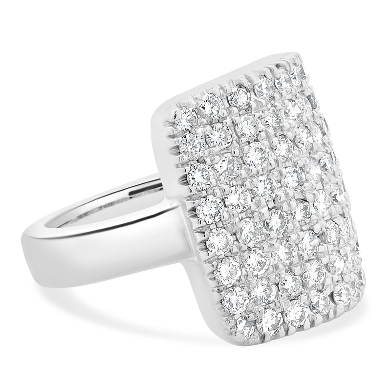 14 Karat White Gold Pave Diamond Rectangular Band