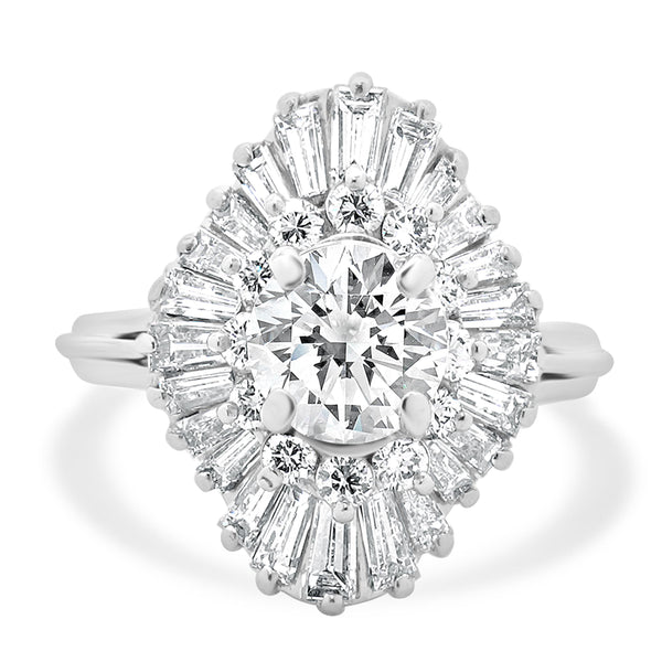 18 Karat White Gold Diamond Ballerina Ring