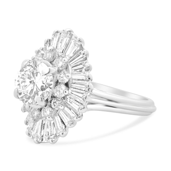 18 Karat White Gold Diamond Ballerina Ring