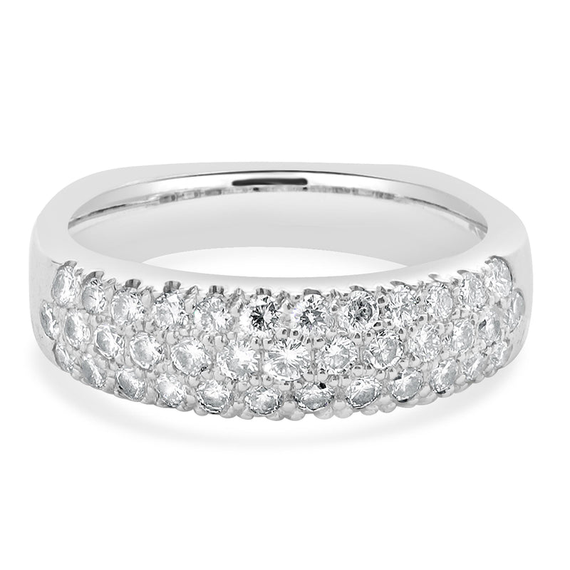 14 Karat White Gold Pave Diamond Euro Shank Ring