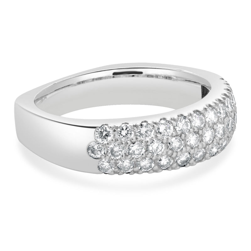 14 Karat White Gold Pave Diamond Euro Shank Ring