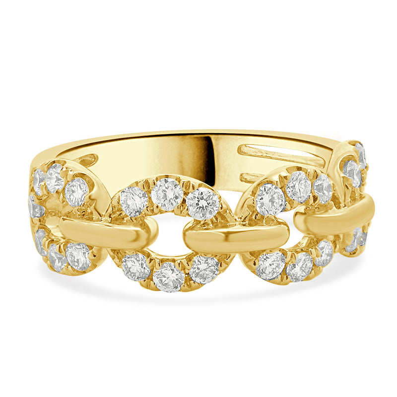 18 Karat Yellow Gold Circle Link Diamond Band