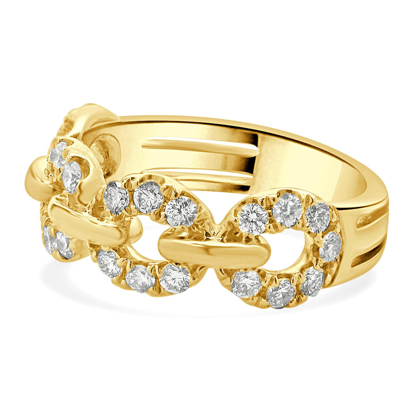 18 Karat Yellow Gold Circle Link Diamond Band