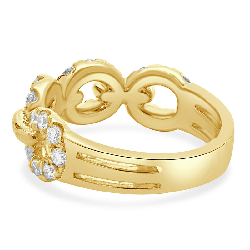 18 Karat Yellow Gold Circle Link Diamond Band
