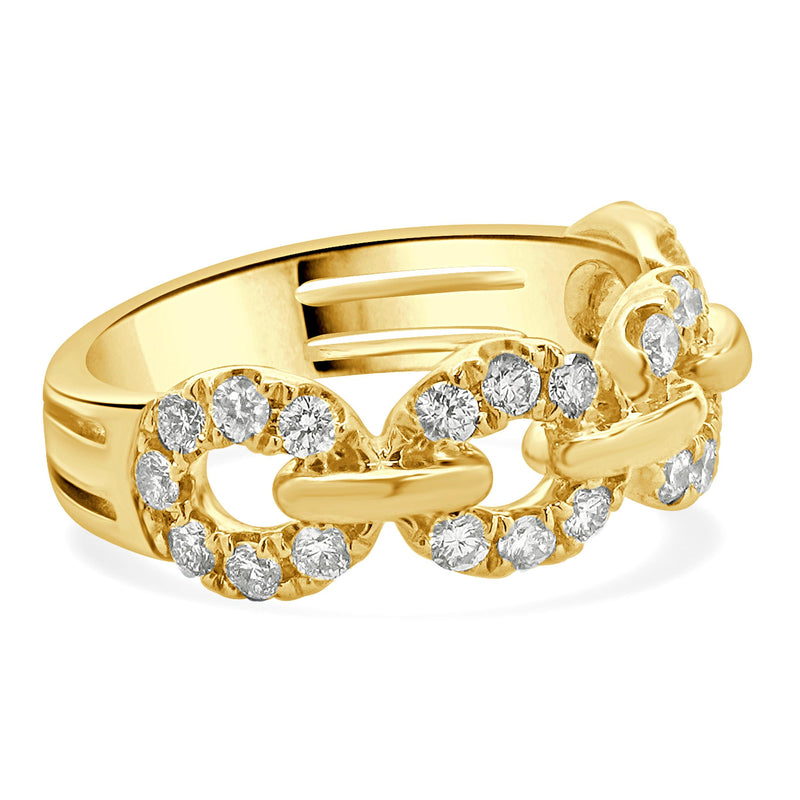 18 Karat Yellow Gold Circle Link Diamond Band