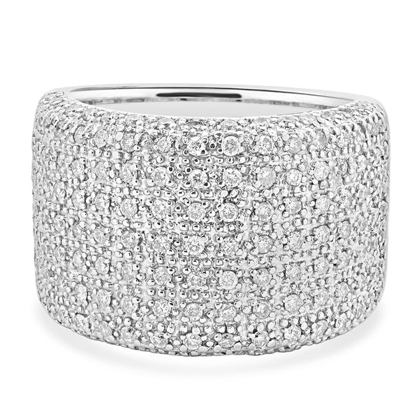 14 Karat White Gold 9 Row Pave Diamond Band