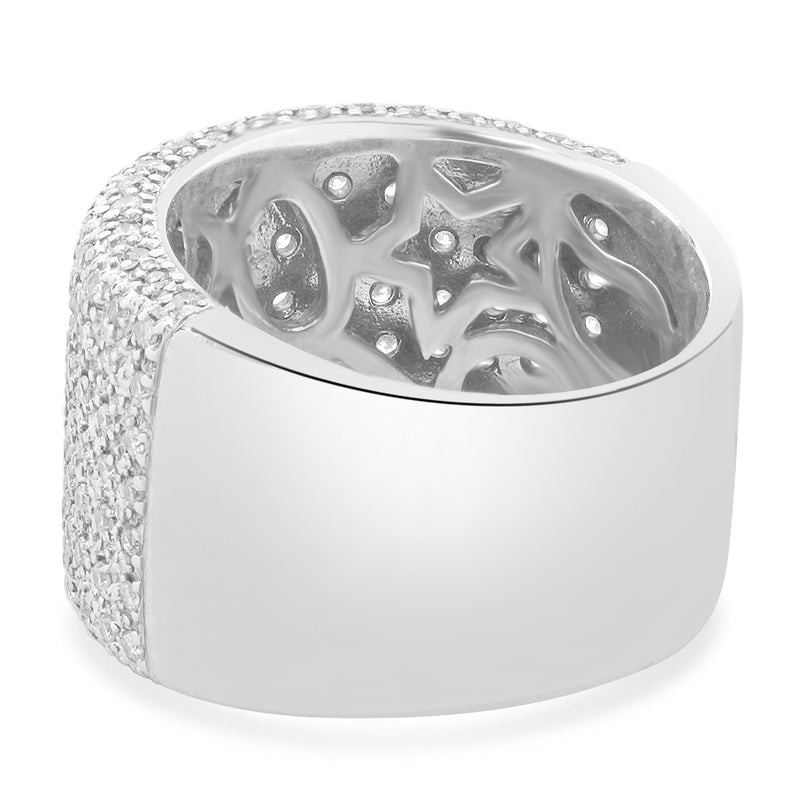14 Karat White Gold 9 Row Pave Diamond Band
