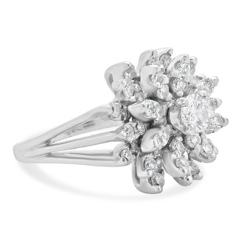 14 Karat White Gold Diamond Cocktail Ring