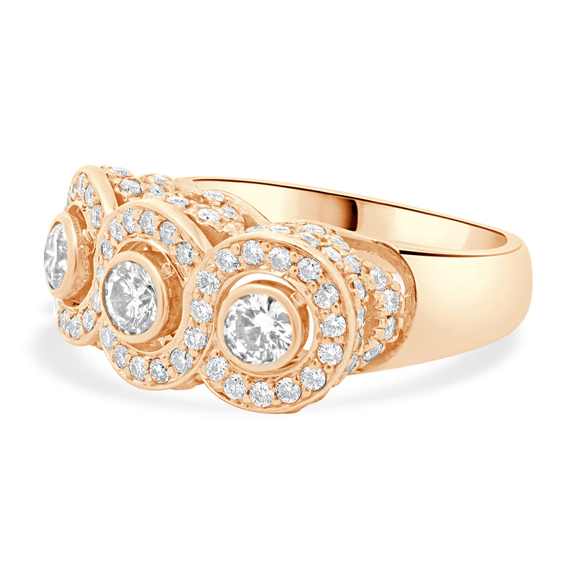 14 Karat Rose Gold Three Diamond Inline Ring
