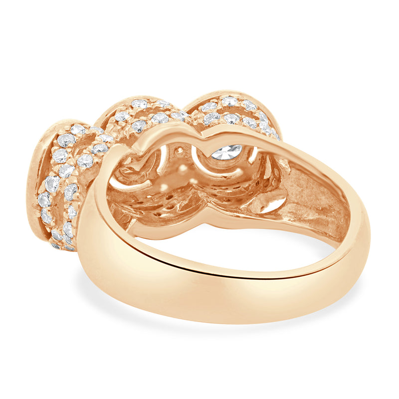 14 Karat Rose Gold Three Diamond Inline Ring