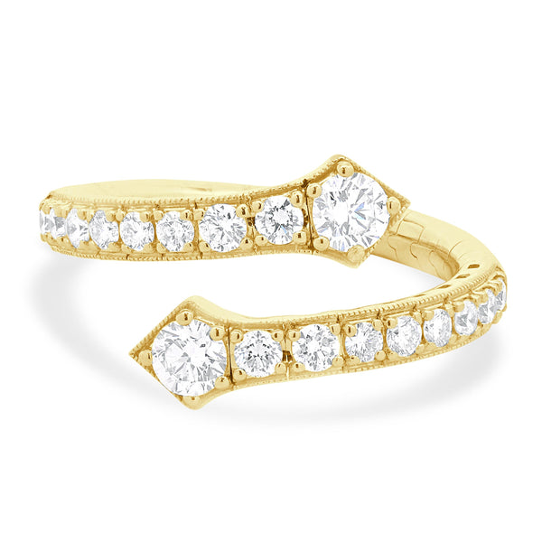 14 Karat Yellow Gold Diamond Bypass Serpenti Ring